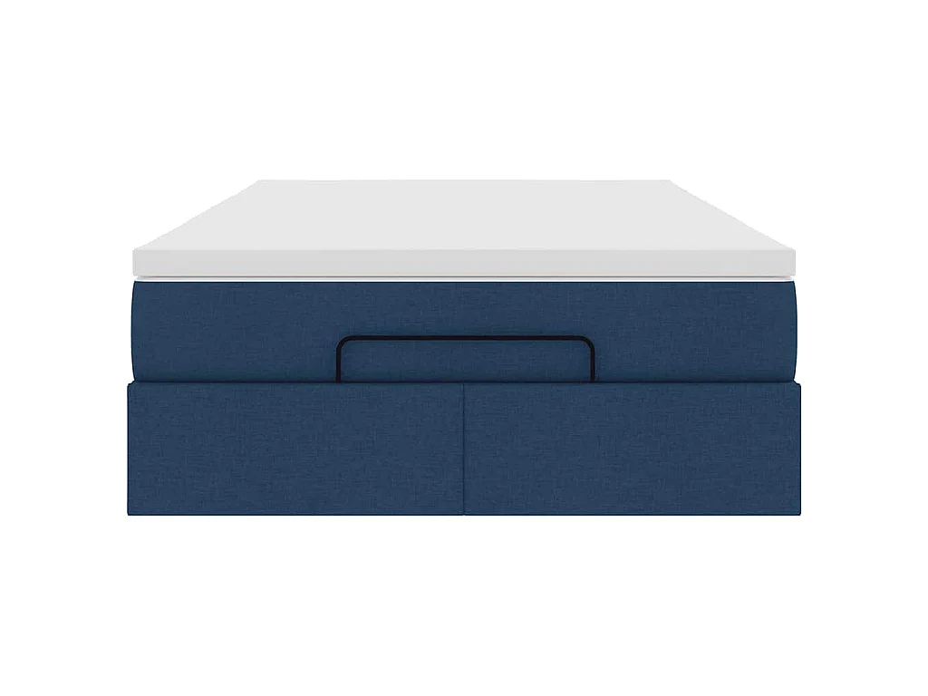 Cadre de lit ottoman avec matelas bleu 120x200 cm tissu