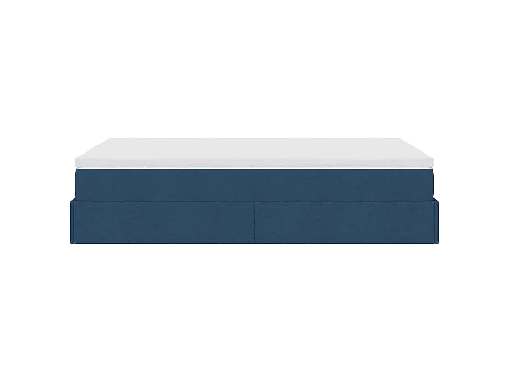 Cadre de lit ottoman avec matelas bleu 120x200 cm tissu