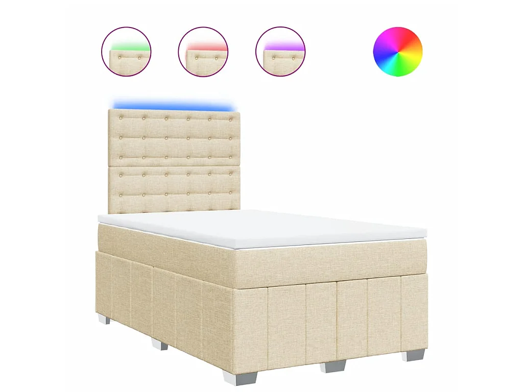 Sommier à lattes de lit avec matelas crème 120x190 cm tissu