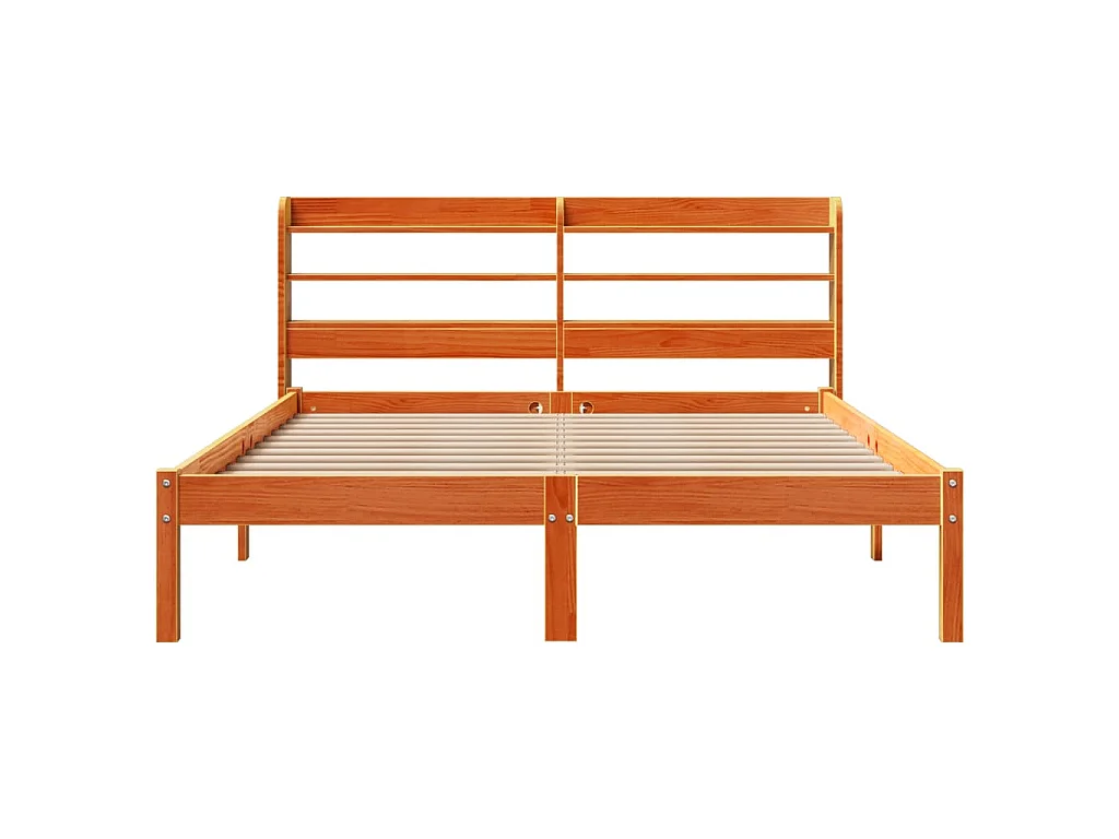 Bettgestell mit Kopfteil ohne Matratze Wachsbraun 120x190 cm