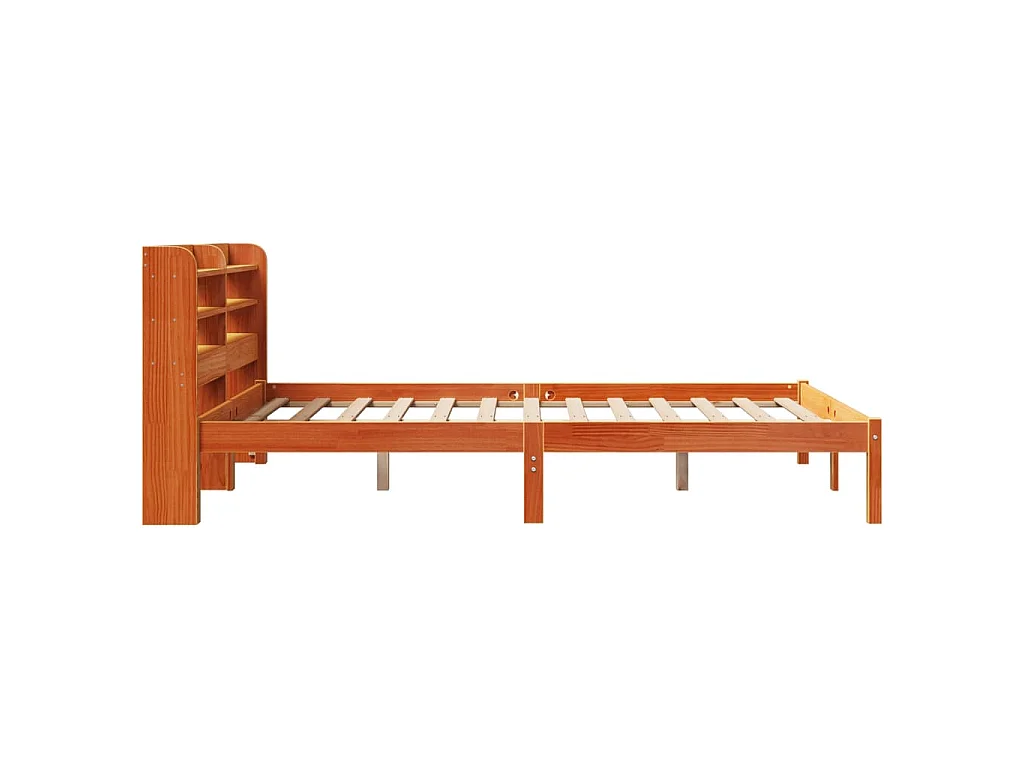 Bettgestell mit Kopfteil ohne Matratze Wachsbraun 120x190 cm