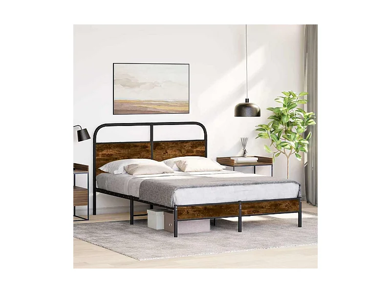 Cadre de lit sans matelas 120x190 cm chêne fumé bois ingénierie
