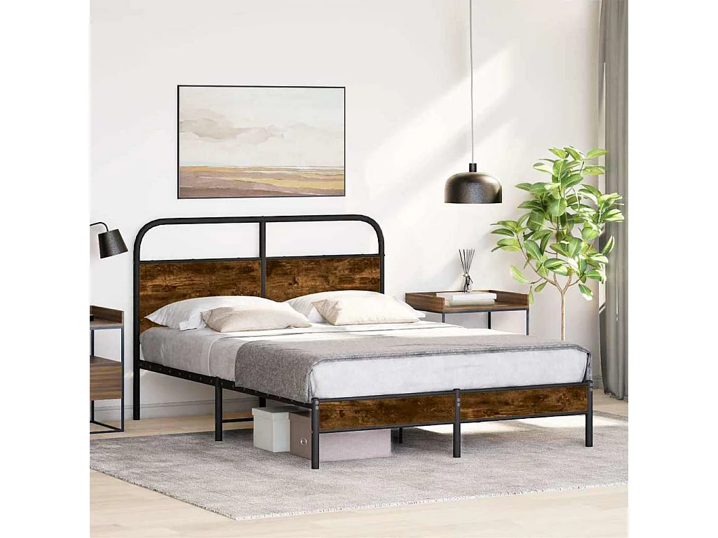 Bettgestell ohne Matratze 120x190 cm Räuchereiche Holzwerkstoff