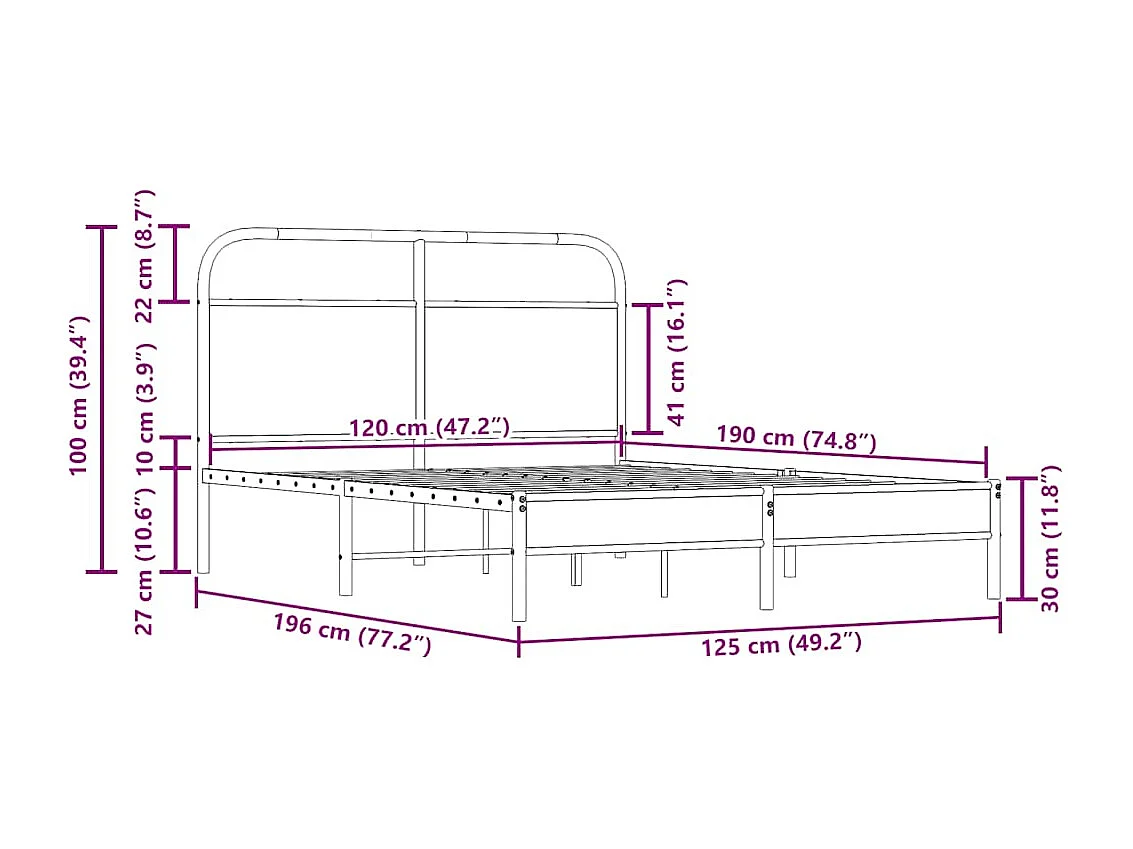 Bettgestell ohne Matratze 120x190 cm Räuchereiche Holzwerkstoff