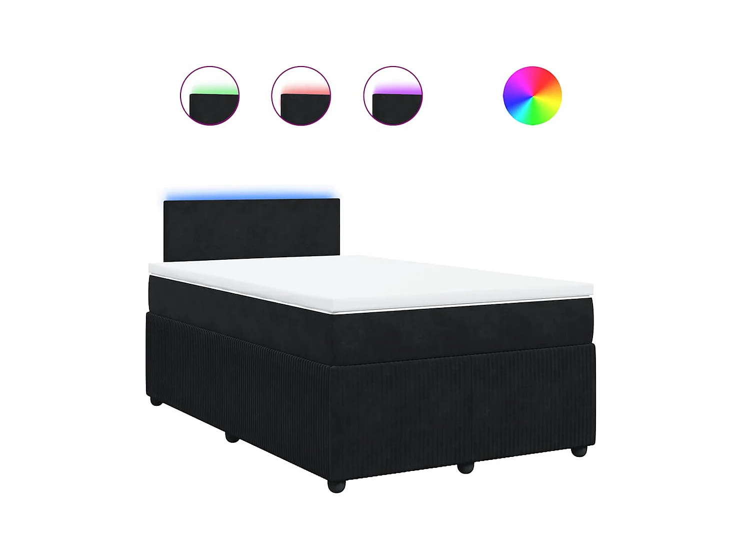 Sommier à lattes de lit avec matelas noir 120x190 cm velours
