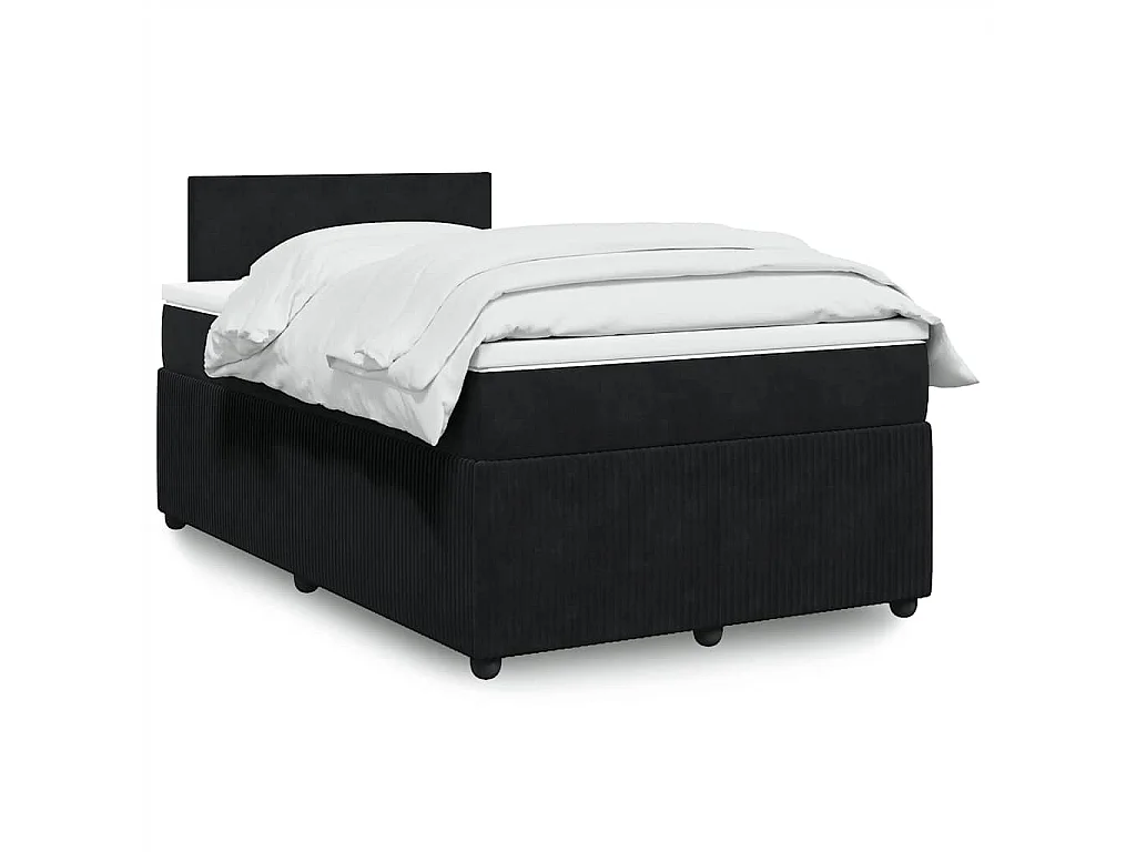 Giroletto a Molle con Materasso Nero 120x190 cm in Velluto