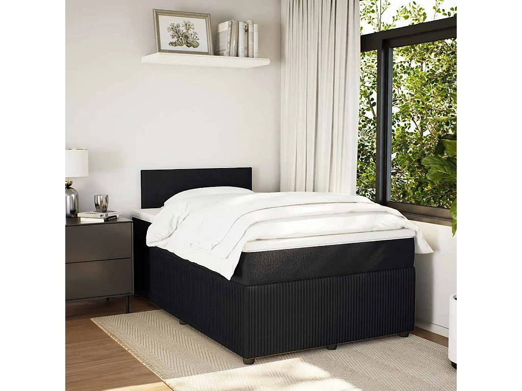 Giroletto a Molle con Materasso Nero 120x190 cm in Velluto