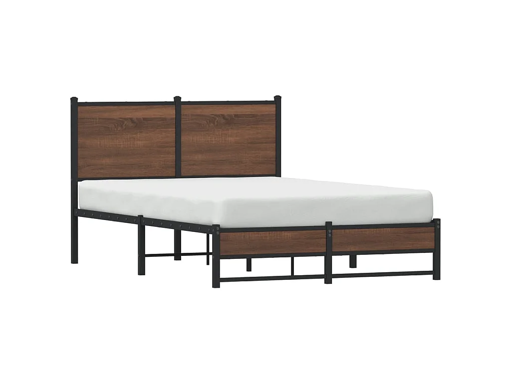 Estructura de cama sin colchón metal marrón roble 120x200 cm