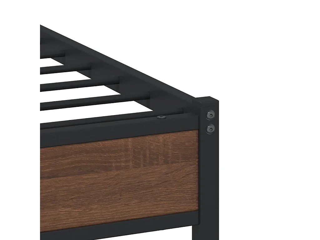Estructura de cama sin colchón metal marrón roble 120x200 cm