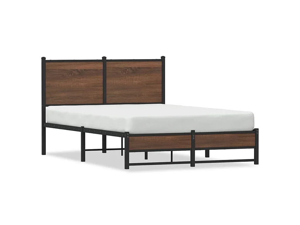 Estructura de cama sin colchón metal marrón roble 120x200 cm