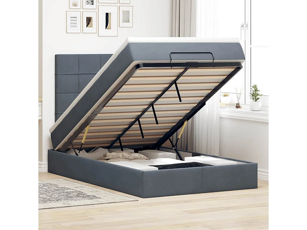 Struttura Letto Pouf con Materassi 120x200 cm Velluto