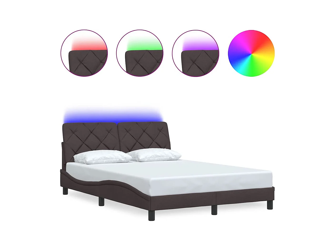 Bedframe met LED zonder matras 120x200 cm stof donkerbruin