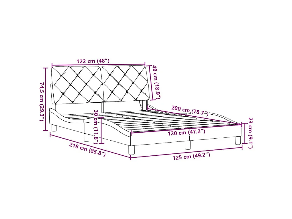 Bedframe met LED zonder matras 120x200 cm stof donkerbruin