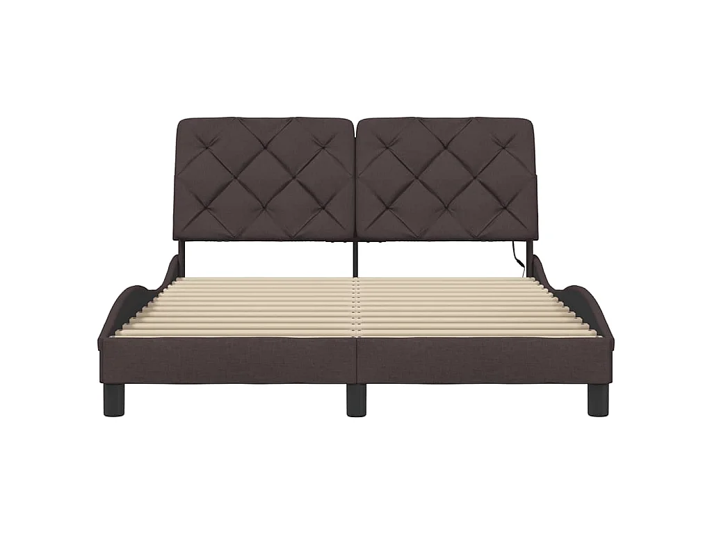 Bedframe met LED zonder matras 120x200 cm stof donkerbruin