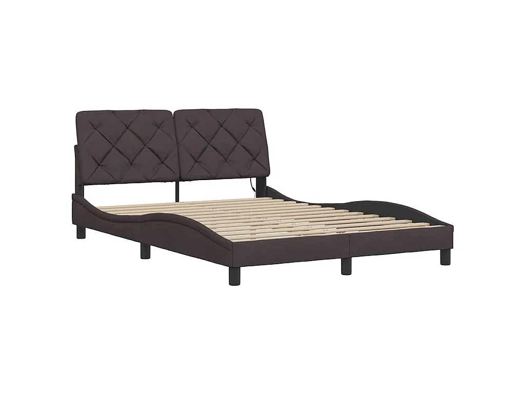 Bedframe met LED zonder matras 120x200 cm stof donkerbruin