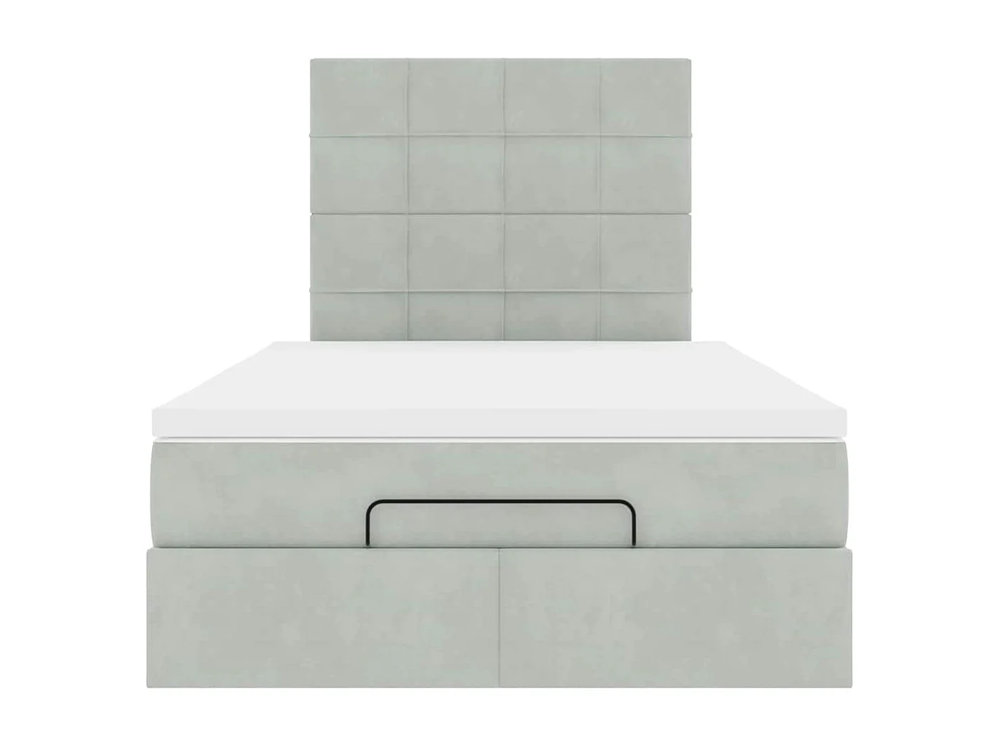 Cadre de lit ottoman et matelas gris clair 120x200 cm velours