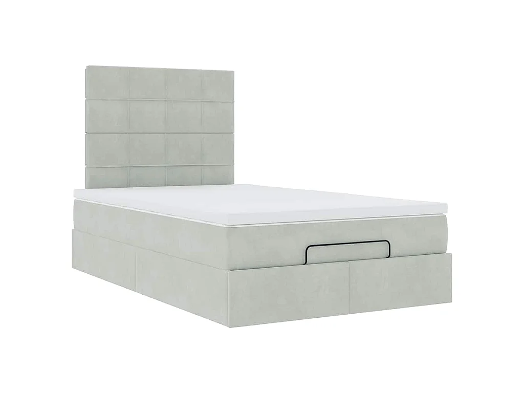 Ottoman-Bett mit Matratzen & LEDs Hellgrau 120x200 cm Samt