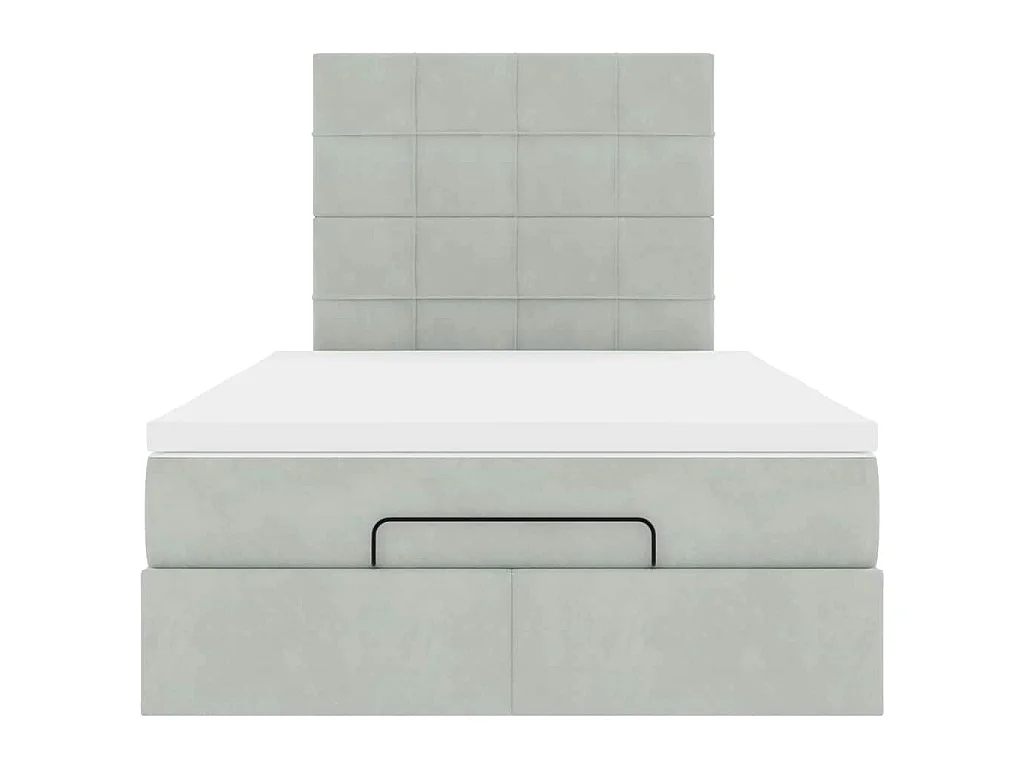 Ottoman-Bett mit Matratzen & LEDs Hellgrau 120x200 cm Samt