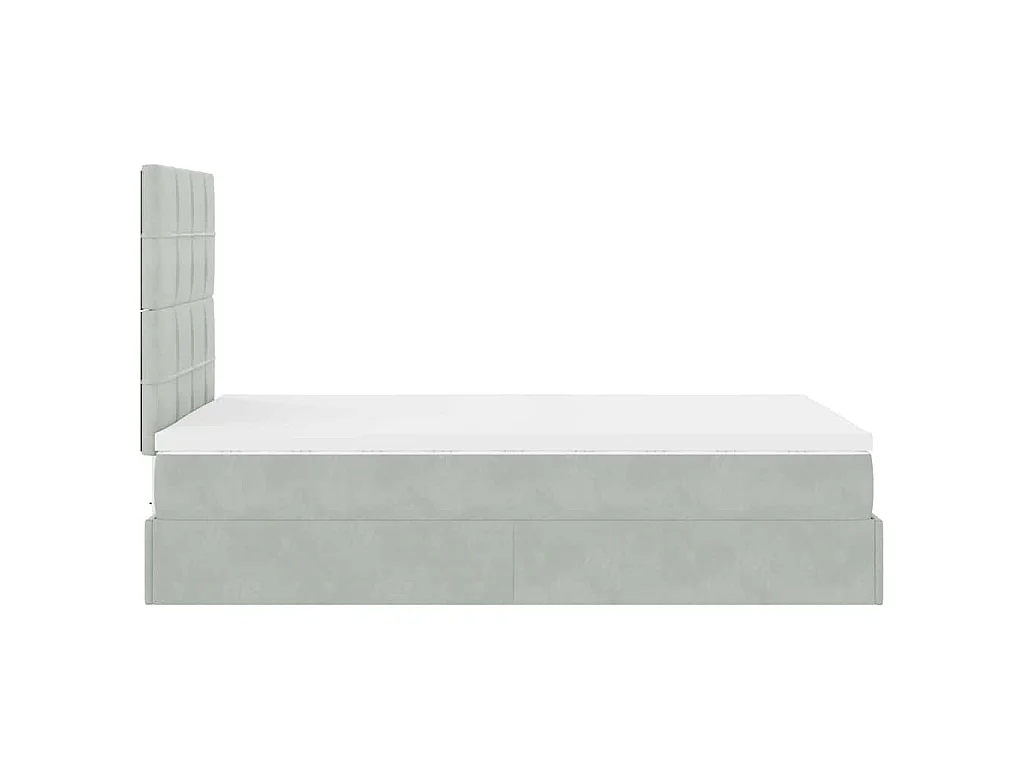 Ottoman-Bett mit Matratzen & LEDs Hellgrau 120x200 cm Samt