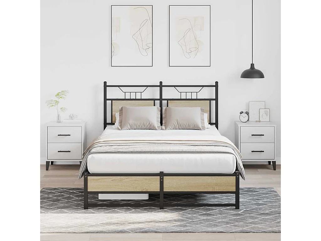 Estructura de cama sin colchón madera roble Sonoma 120x190 cm