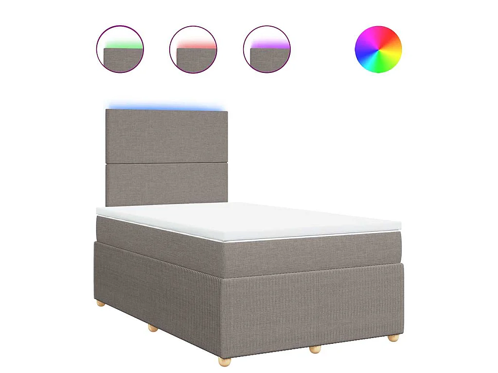Sommier à lattes de lit avec matelas Taupe 120x200 cm Tissu