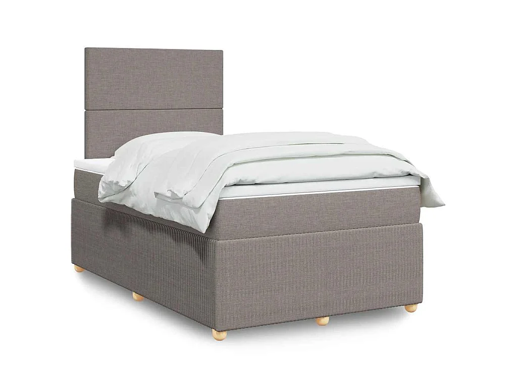 Sommier à lattes de lit avec matelas Taupe 120x200 cm Tissu