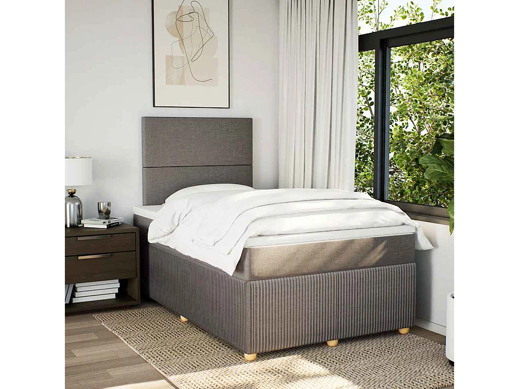 Sommier à lattes de lit avec matelas Taupe 120x200 cm Tissu