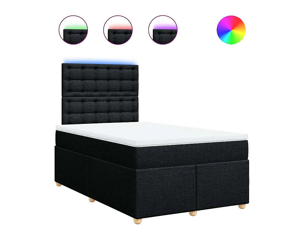 Cama boxspring com colchão 120x190 cm tecido preto