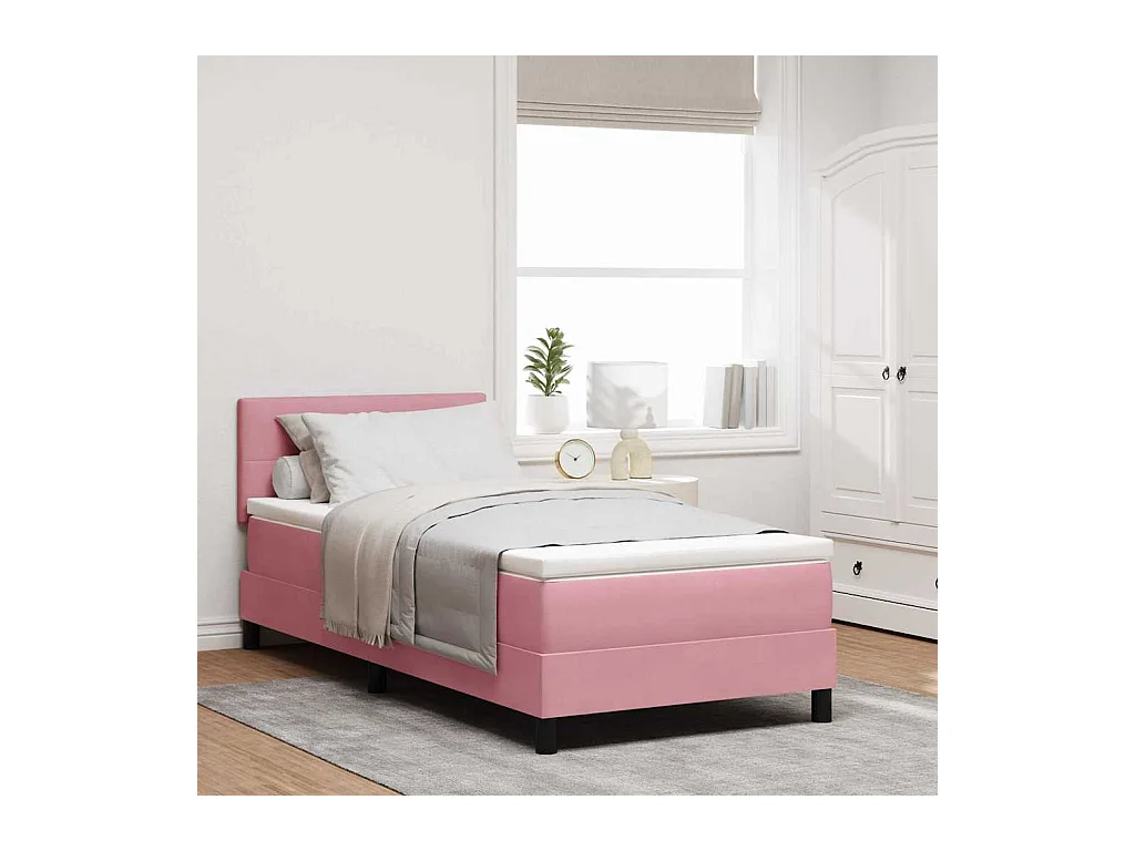 Lit à ressorts avec matelas Rose 120 x 190 cm tissu