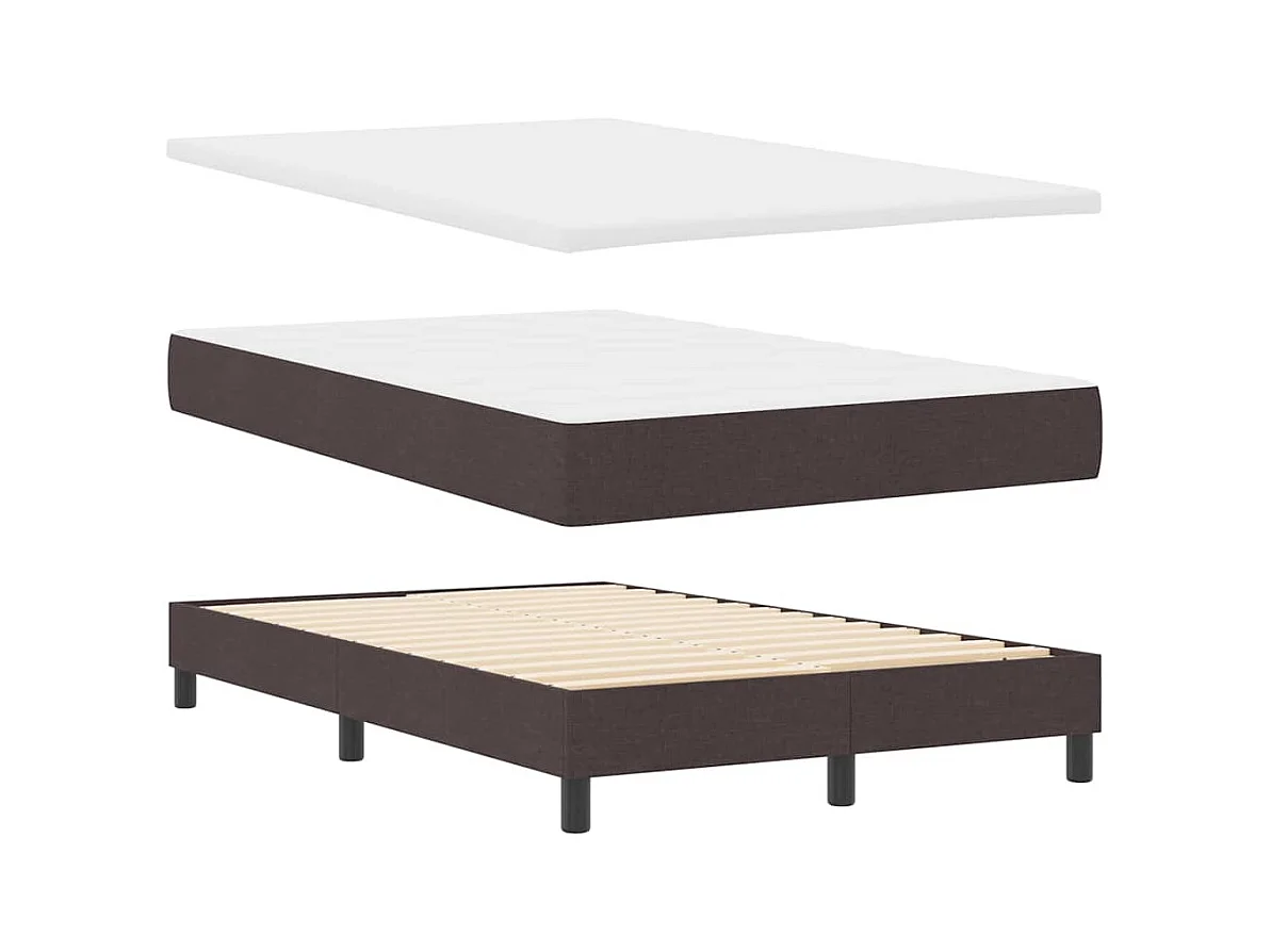 Lit boxspring avec matelas Marron foncé 120 x 190 cm tissu