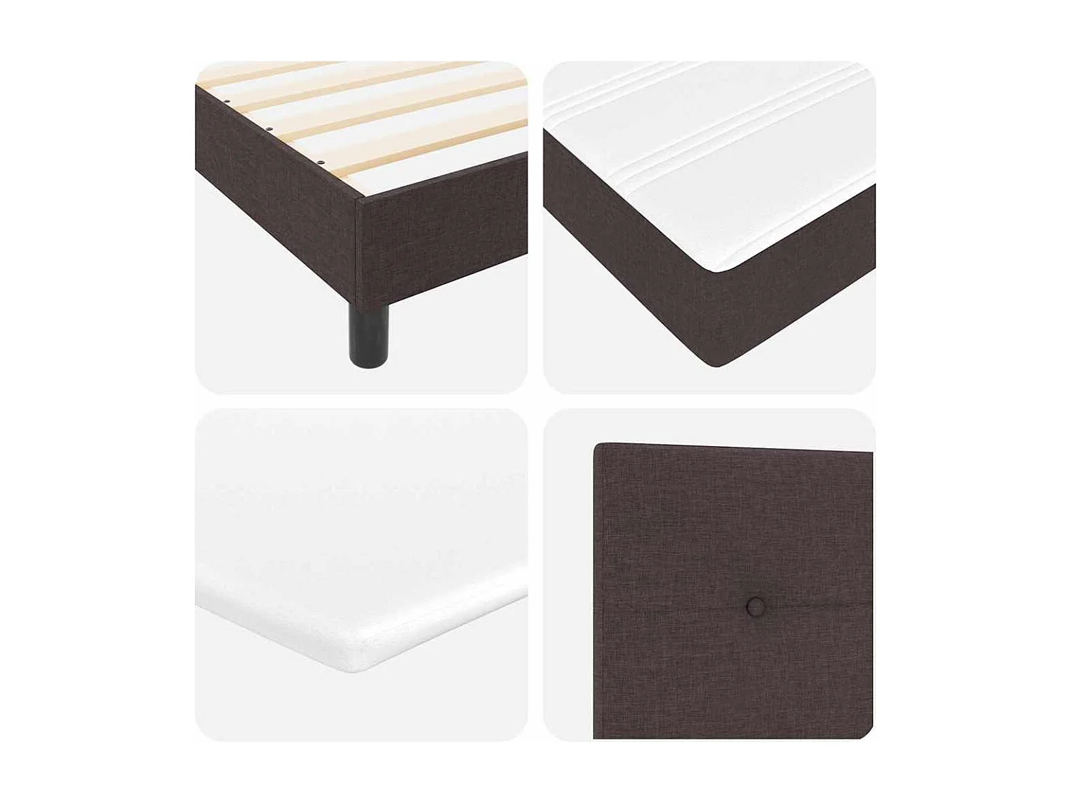 Lit boxspring avec matelas Marron foncé 120 x 190 cm tissu