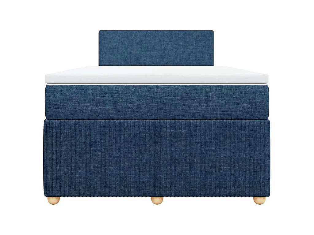 Cama box spring con colchón tela azul 120x200 cm