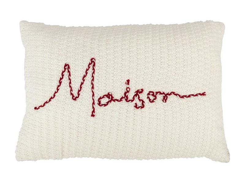 Coussin Déco "Maison" 40x60cm Blanc & Rouge