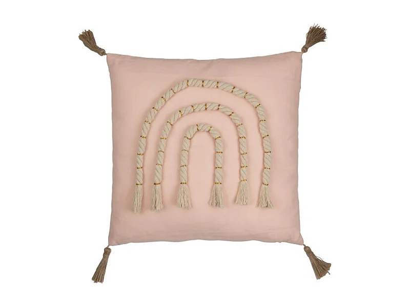 Coussin Déco "Arc-en-Ciel" 40x40cm Rose