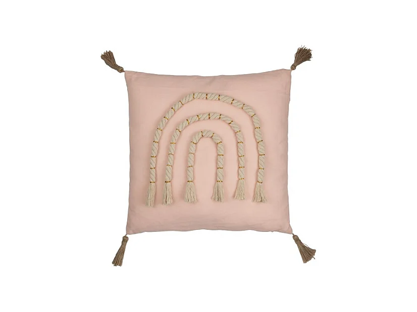 Cojín cuadrado arcoíris de poliéster rosa de 40x40cm