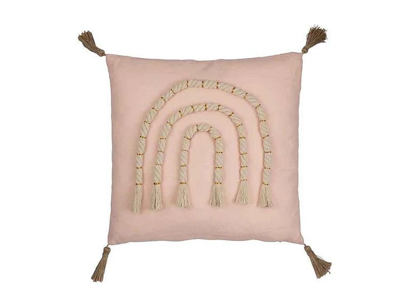 Coussin Déco "Arc-en-Ciel" 40x40cm Rose
