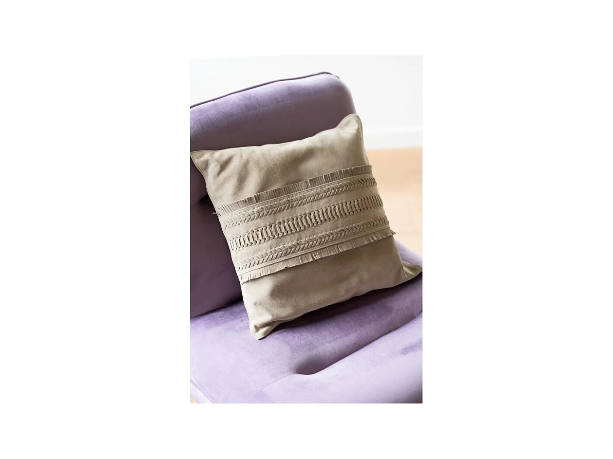 Cojín cuadrado con línea de cuero gris claro 43x43cm