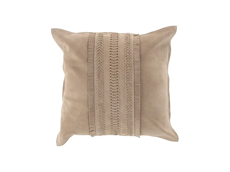 Cojín cuadrado con línea de cuero gris claro 43x43cm