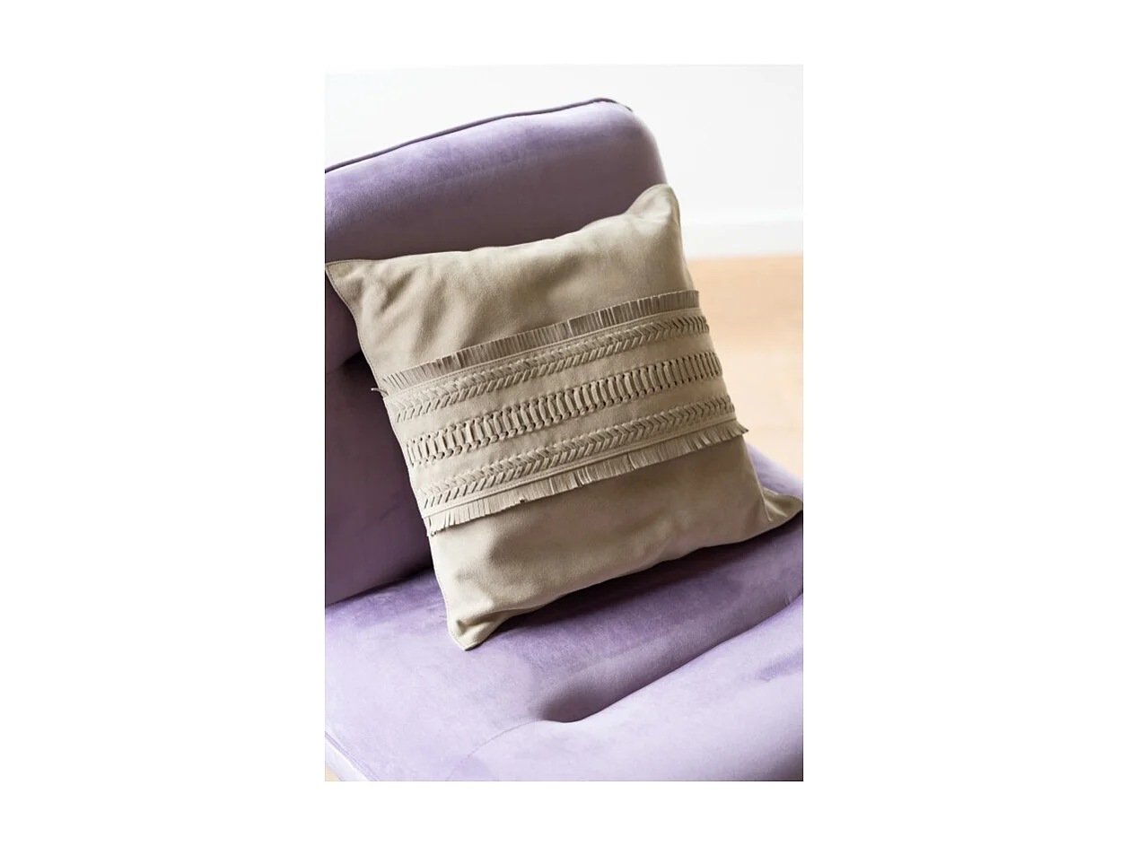 Cojín cuadrado con línea de cuero gris claro 43x43cm