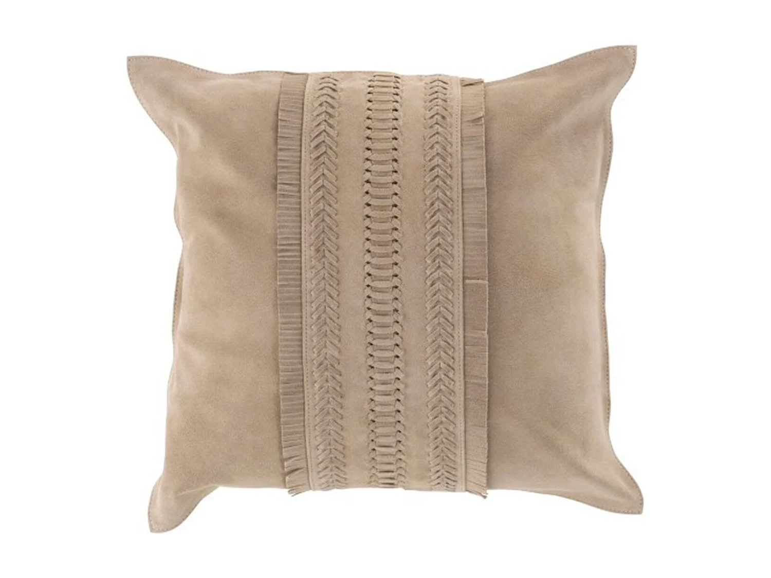 Cuscino quadrato con bordo in pelle grigio chiaro 43x43cm