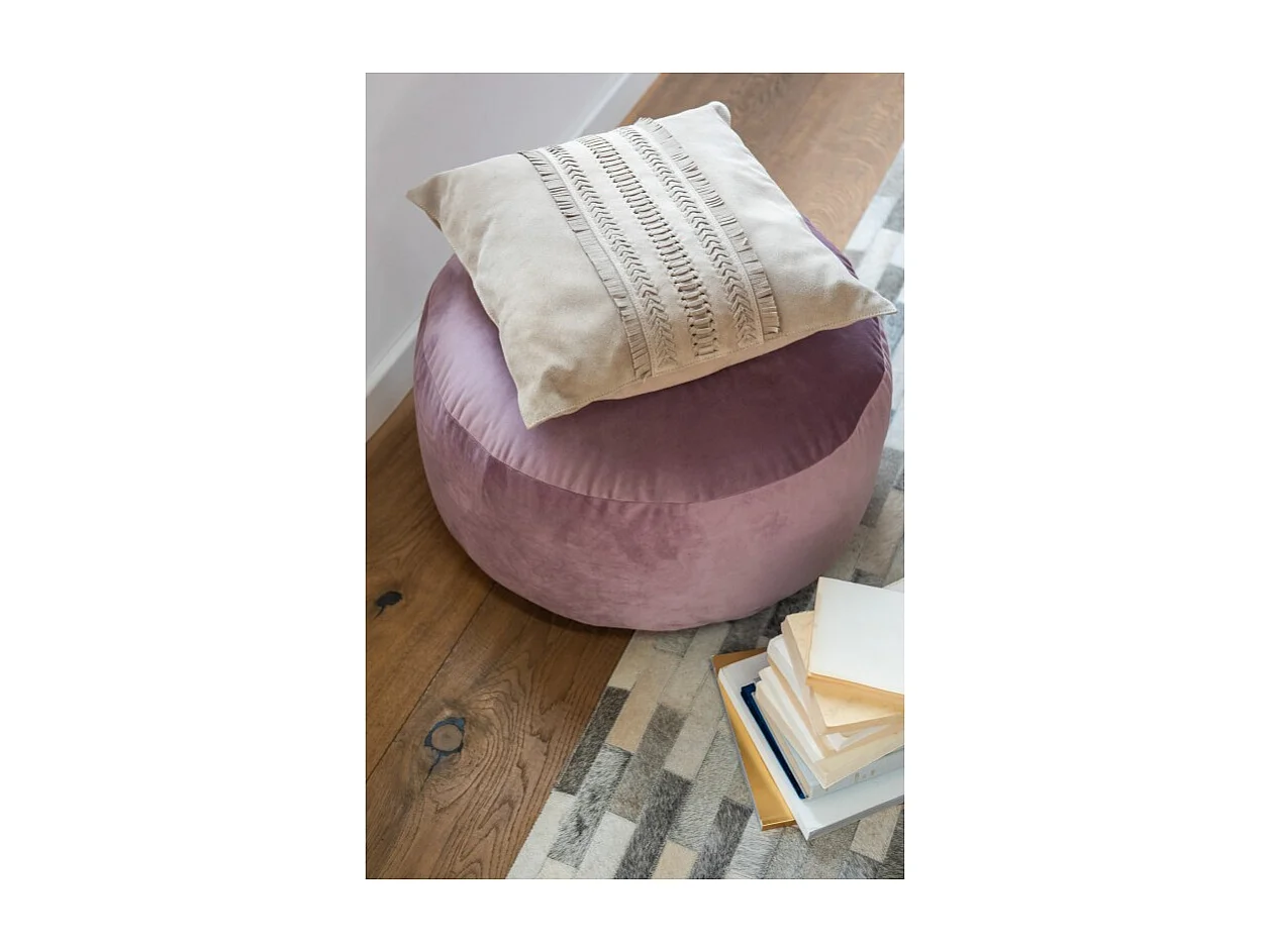 Cuscino quadrato con bordo in pelle grigio chiaro 43x43cm