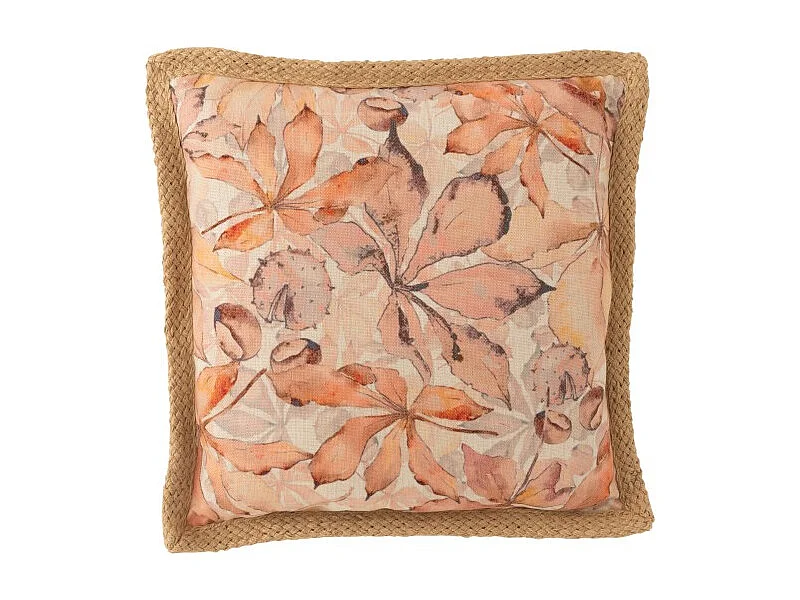 Coussin Déco Imprimé "Garden" 49x49cm Naturel
