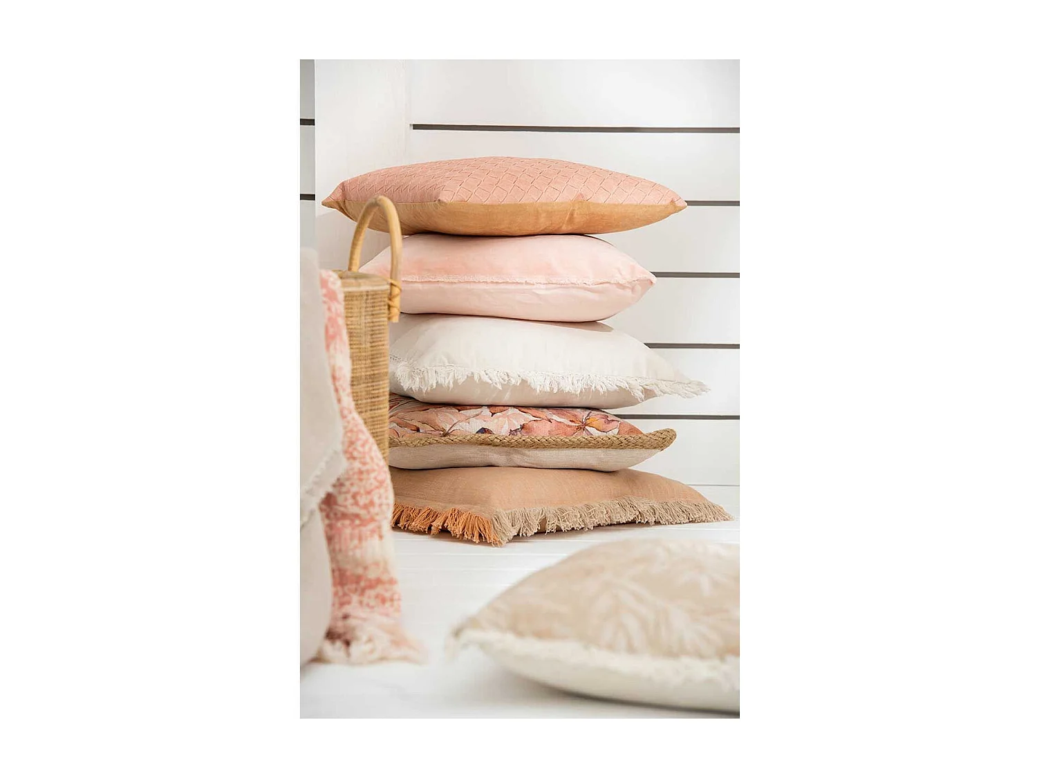 Coussin Déco Imprimé "Garden" 49x49cm Naturel