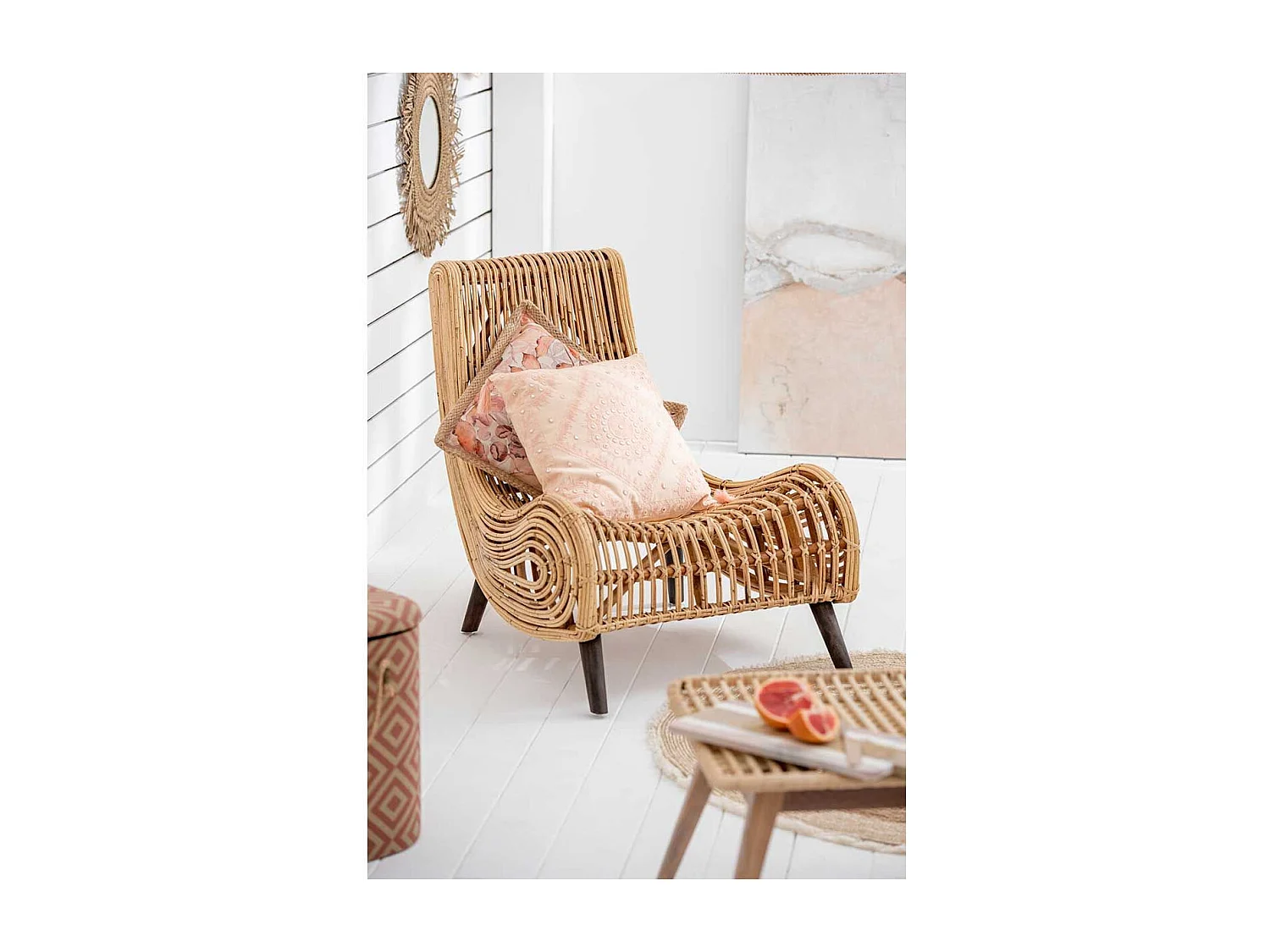 Coussin Déco Imprimé "Garden" 49x49cm Naturel