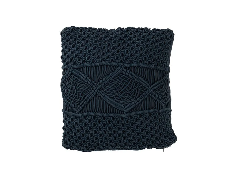 Cojín cuadrado estilo macramé de algodón azul marino 45x45cm