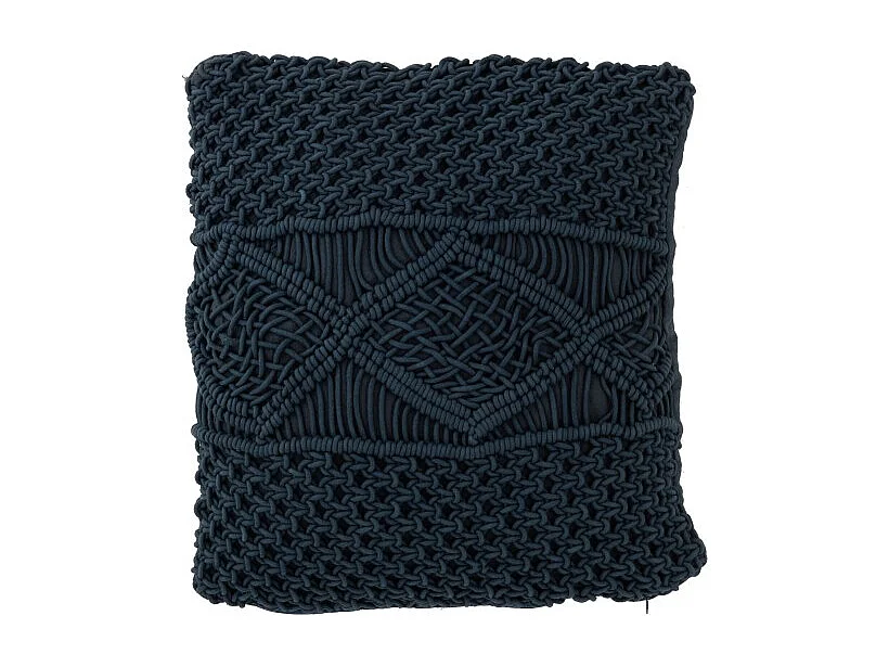 Cojín cuadrado estilo macramé de algodón azul marino 45x45cm