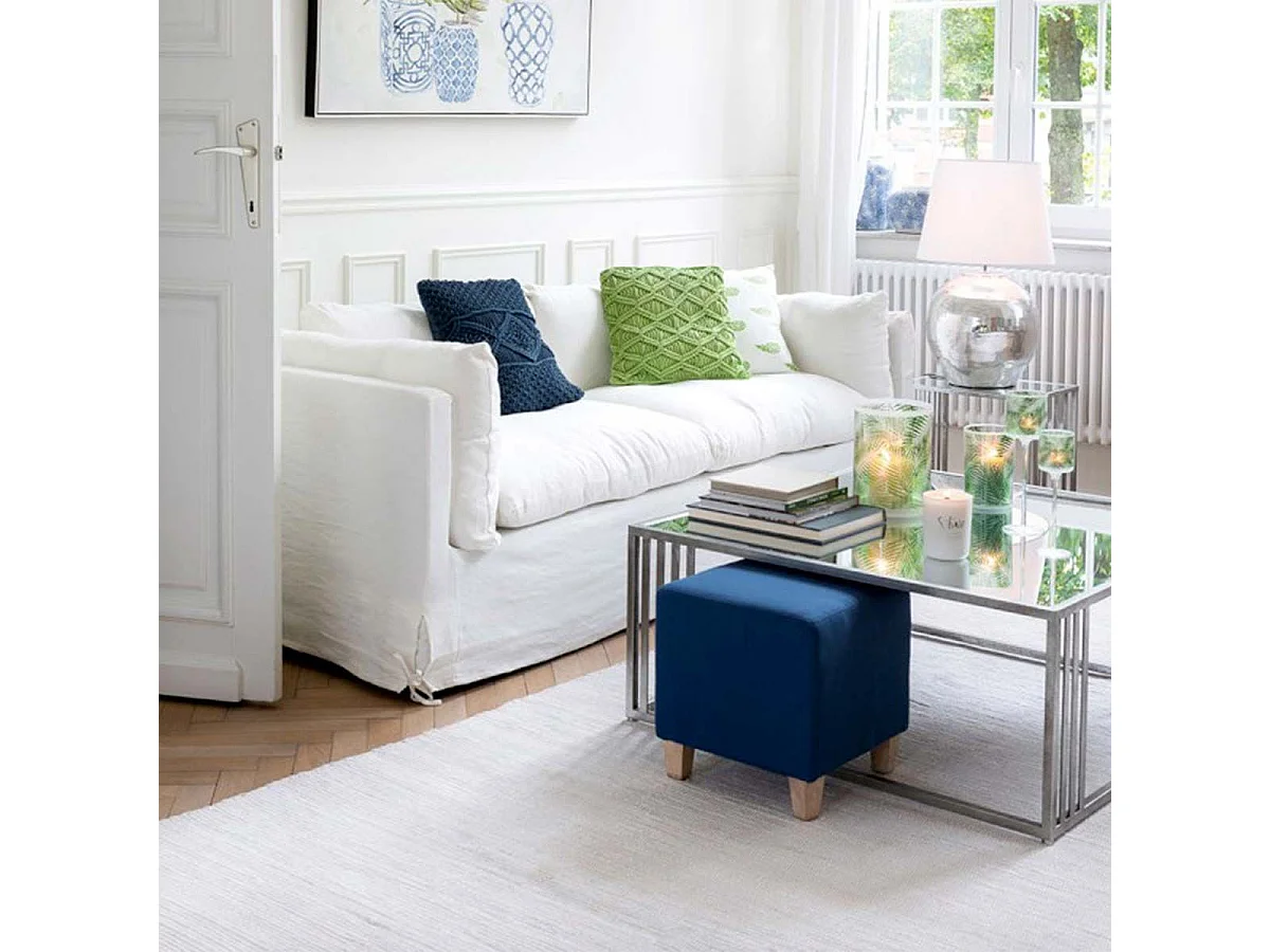 Cuscino quadrato in stile macramÃ¨ in cotone blu navy 45x45 cm