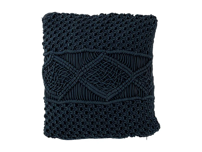 Coussin Carré Déco "Macramé" 45x45cm Bleu