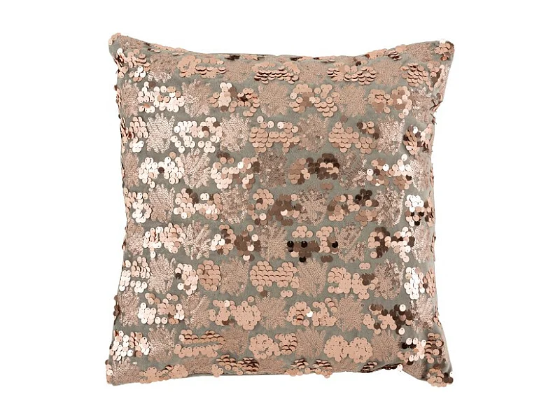 Coussin Déco "Sequins" 45x45cm Gris & Rose