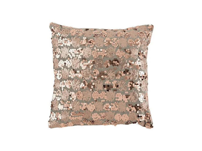 Cojín de lentejuelas de terciopelo rosa y gris de 45x45cm